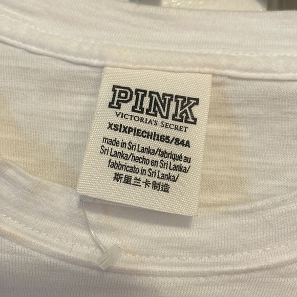 Pink Victoria’s Secret silver logo sequin long sleeve T-shirt size XS - Picture 3 of 5